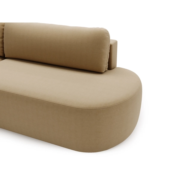 BEŻOWY NAROŻNIK Z FUNKCJĄ SPANIA DO SALONU AGAT O W TKANINIE LAMBI - CHARAKTERYSTYCZNE DETALE